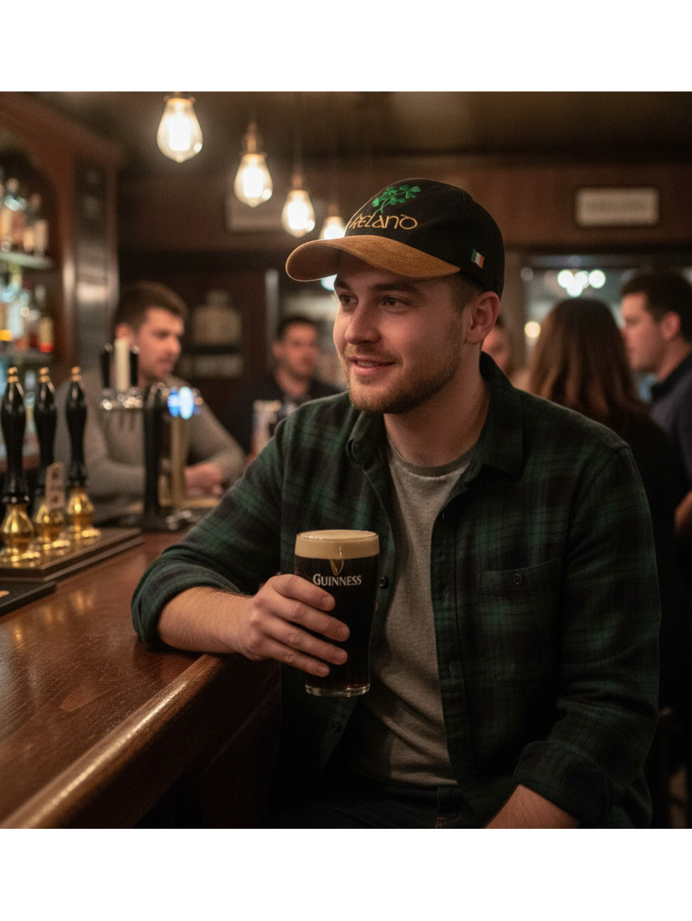 Allcraft Dublin Ireland Embroidered Black and Brown Baseball Cap